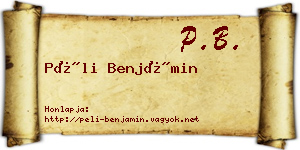 Péli Benjámin névjegykártya