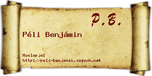 Péli Benjámin névjegykártya